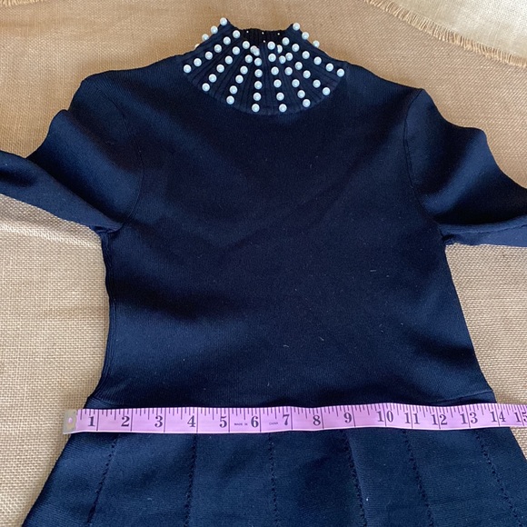 NWT Zara Black Knit Dress With Pearls Women’s Size Medium - Picture 8 of 16